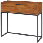 Konsolentisch im Industriedesign, Beistelltisch, Sideboard, 1 Schublade, Braun + Schwarz