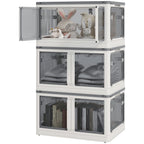 Aufbewahrungsbox, 3er-Set, klappbar, mit Rollen, 60 x 42 x 34 cm, Wei?