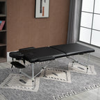 2 Section Portable Foldable Lightweight Aluminium Massage Table Couch Beauty Bed with FREE Carry Bag Black