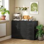 Sideboard, Kommode, moderner Stil, 4 Schubladen, 1 Schrank, 105 x 40 x 76 cm, Schwarz