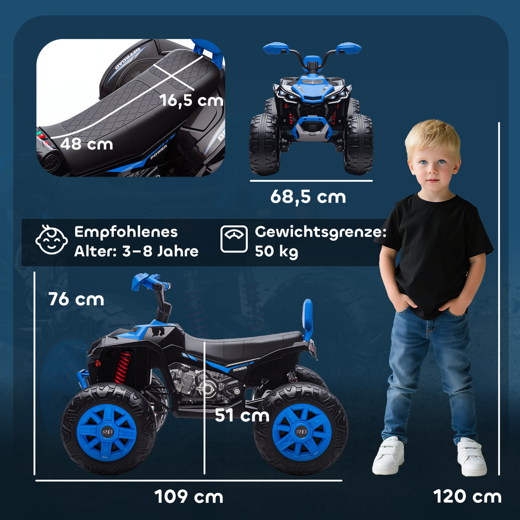 Kinder-Elektro-Quad, 24V Elektro-Fahrzeug mit 4 R?dern, Scheinwerfer, USB-Anschluss, MP3-Funktion, 6,5 km/h, 3-8 Jahre