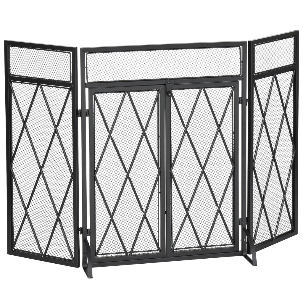 Funkenschutzgitter Funkenschutz, klappbar, 3-teilig, 120 cm xx 79 cm, Schwarz