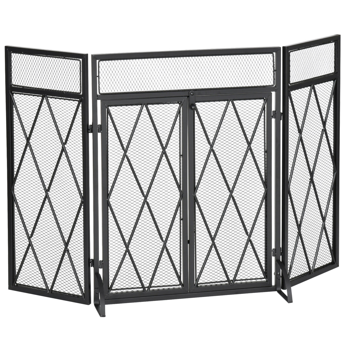 Funkenschutzgitter Funkenschutz, klappbar, 3-teilig, 120 cm xx 79 cm, Schwarz