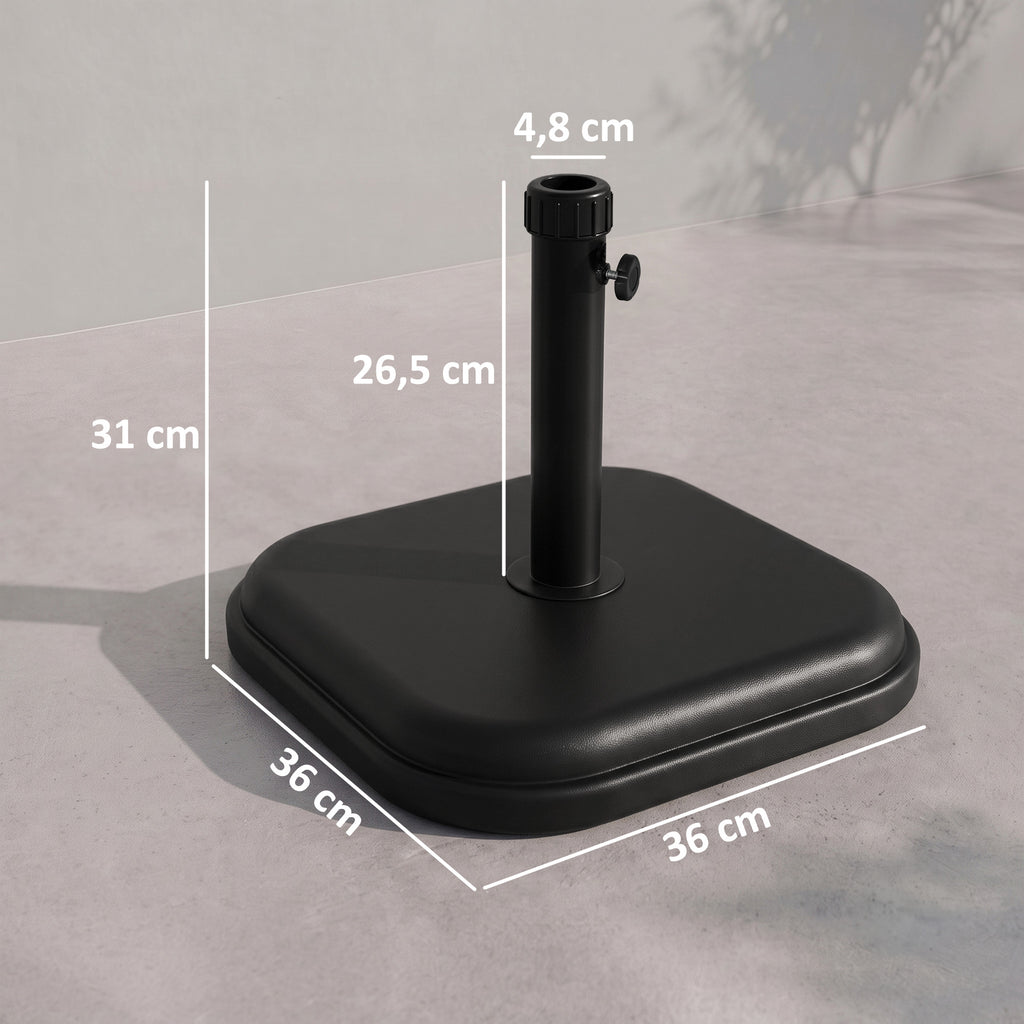Sonnenschirmständer aus Beton 11kg Quadratisch Schirmständer für Sonnenschirm 32-38mm Rohrdurchmesser Schwarz