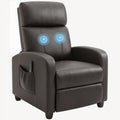 Relaxsessel Fernsehsessel mit Vibrationsmassage, Liegefunktion, 2 Massagepunkte, Fernbedienung, 68 x 88 x 98 cm Braun