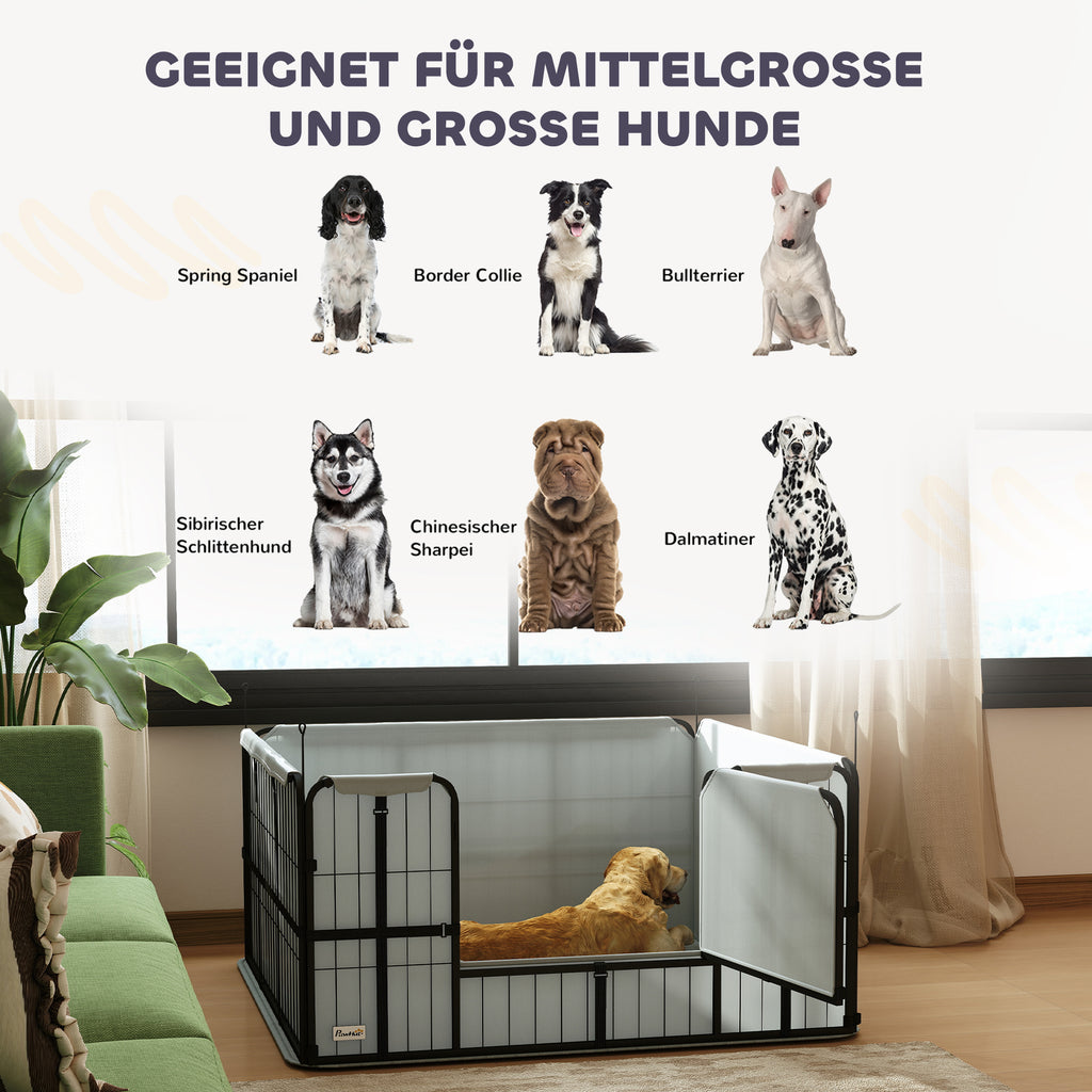 Wurfkiste für Welpen mit Unterlage, winddichtem Oxford-Gewebe, für mittelgroße große Hunde, 122x122x60 cm Schwarz