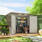 3.7 x 7.9ft Galvanised Steel Shed, with Latched Door and Padlock - Light Grey
