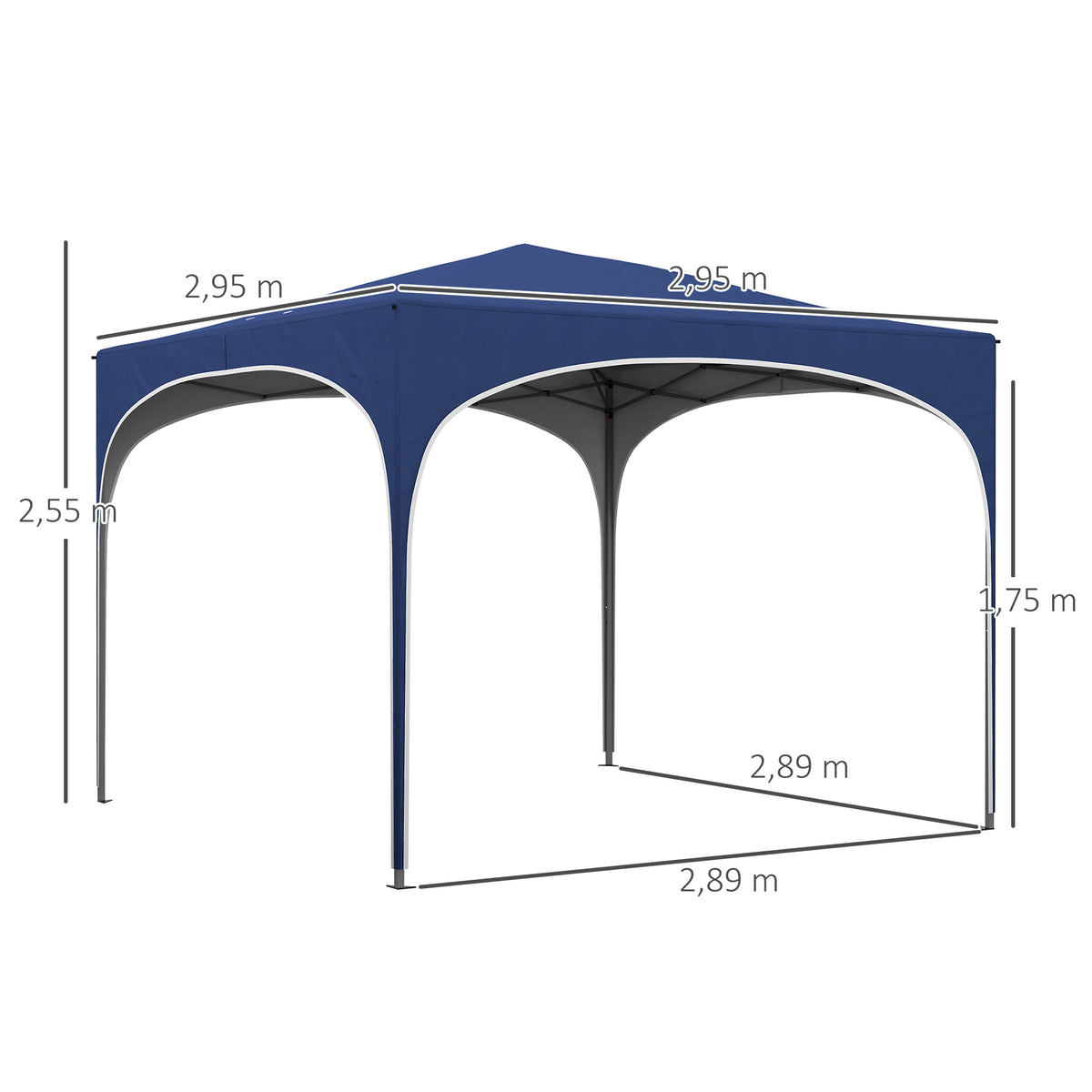 Faltpavillon, h?henverstellbar, Metallst¨¹tzen, robuste Plane, inkl. Tragetasche, 2,95 x 2,95 x 2,55m, Dunkelblau