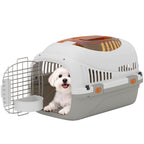 Plastic Pet Carrier Hard Shell Dog Cat Carrier Max 4 KG Steel Door Feed Bowl Secure Lock 49 x 32 x 31 cm