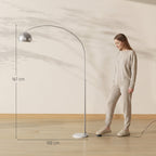 Stehlampe, Bogen-Design mit Marmorsockel, 167 cm, Silber