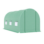 4.5m x 2m x 2m Walk-in Tunnel Greenhouse Garden Plant Growing House with Door and Ventilation Window, Green