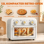 Heißluftfritteuse 12 Liter Mini Backofen mit Umluft 5 Programme