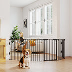 5 Panels Pet Playpen Metal Fence w/ Walk Through Door - Black