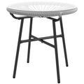 Gartentisch Boho-Stil Outdoor Beistelltisch, PE-Rattan, geh?rtetes Glas, wetterbest?ndig, 50?cm x 50?cm x 50?cm, Grau