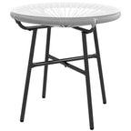 Gartentisch Boho-Stil Outdoor Beistelltisch, PE-Rattan, geh?rtetes Glas, wetterbest?ndig, 50?cm x 50?cm x 50?cm, Grau