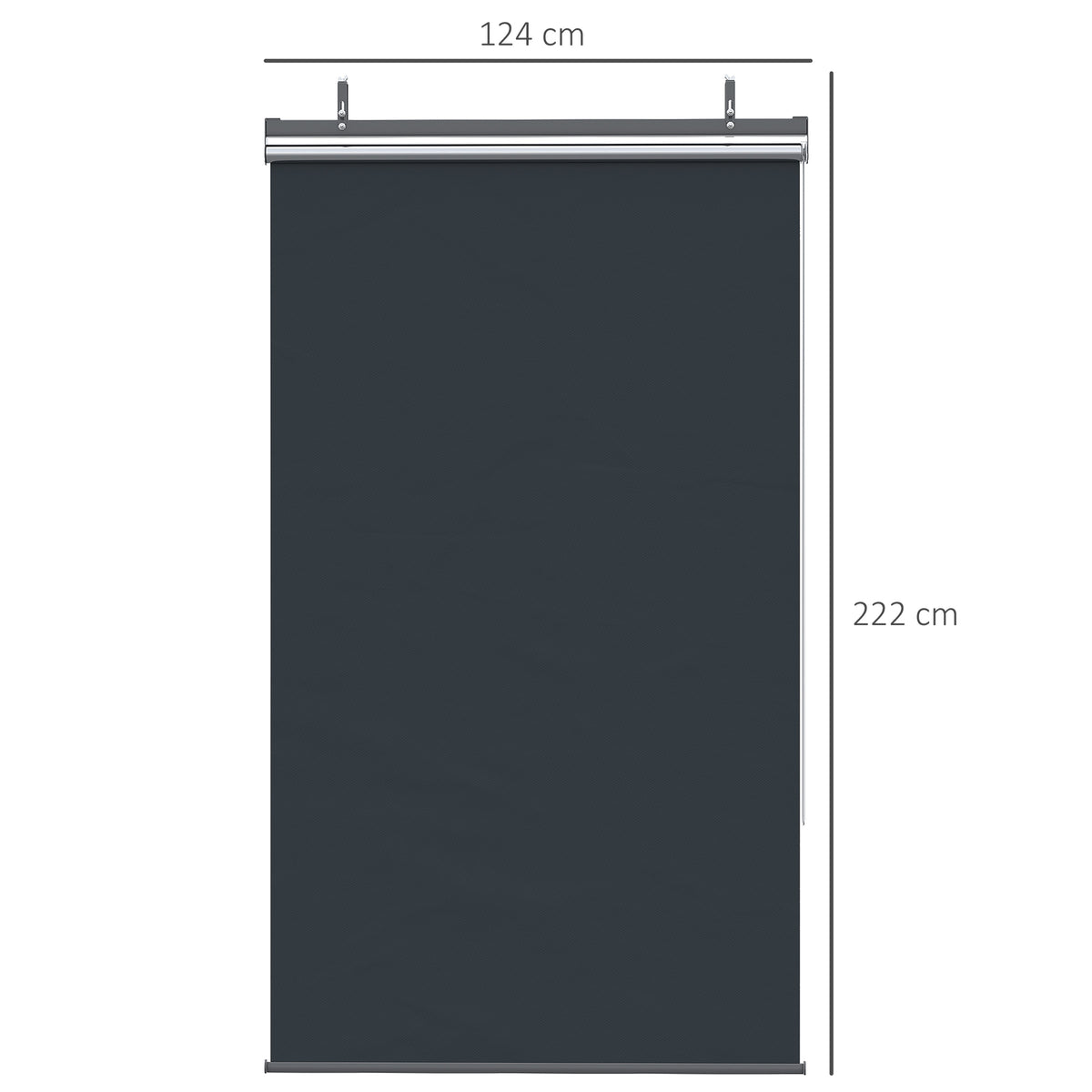 Senkrechtmarkise, h?henvestellbar, Kettenzug, inkl. Haken, 124 cm x 222 cm, Dunkelgrau