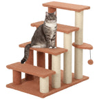Haustiertreppe, Kratzbaum, 4-stufig, f¨¹r Tiere bis 5 kg, 60x40x64cm, Braun