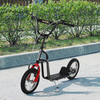 Teen Kick Scooter with Adjustable Handlebar, Inflatable Wheels, Two Brakes, Black