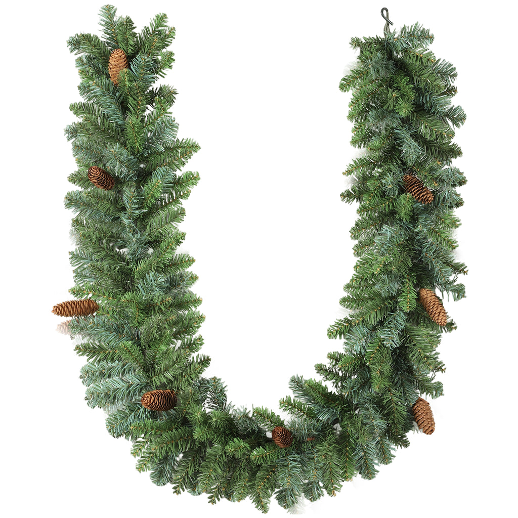 1,8 m künstliche Weihnachtsgirlande Blumendekoration mit 162 Spitzen 8 Tannenzapfen Grün