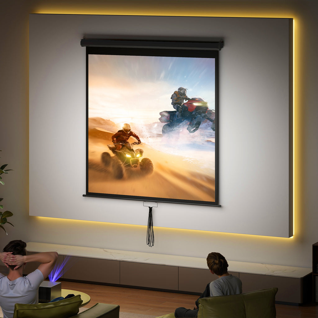 Beamer Leinwand 152 x 152 cm 85 Zoll 1:1 HD 4K Projektionsleinwand für Heimkino Büro-Präsentationen