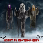 Set of 3 Hanging Skeleton Halloween Decorations, Scary Flying Ghost for Garden, Party, 90/110/170cm
