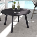 Beistelltisch Balkontisch aus Metall Rund Kaffeetisch wetterfest Gartentisch Ø70 x 42H cm Dunkelgrau