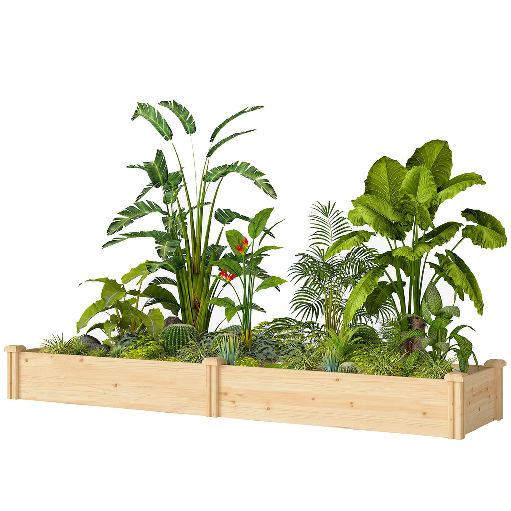 Hochbeet Holz, Pflanzbeet mit Trennwand Offenem Boden, Frühbeet Gartenbeet 235 x 66 x 26 cm Naturholz