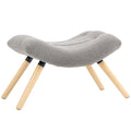 Moderner Fu?hocker mit Fleece-Bezug und Holzbeinen, gepolstert, f¨¹r Wohnzimmer, Schlafzimmer, Flur, Hellgrau