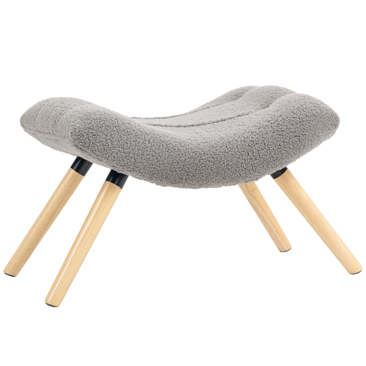 Moderner Fu?hocker mit Fleece-Bezug und Holzbeinen, gepolstert, f¨¹r Wohnzimmer, Schlafzimmer, Flur, Hellgrau