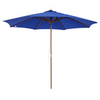 Sonnenschirm Gartenschirm , wetterbeständig, Bambus, 300 cm x 300 cm x 250 cm, Blau + Natur
