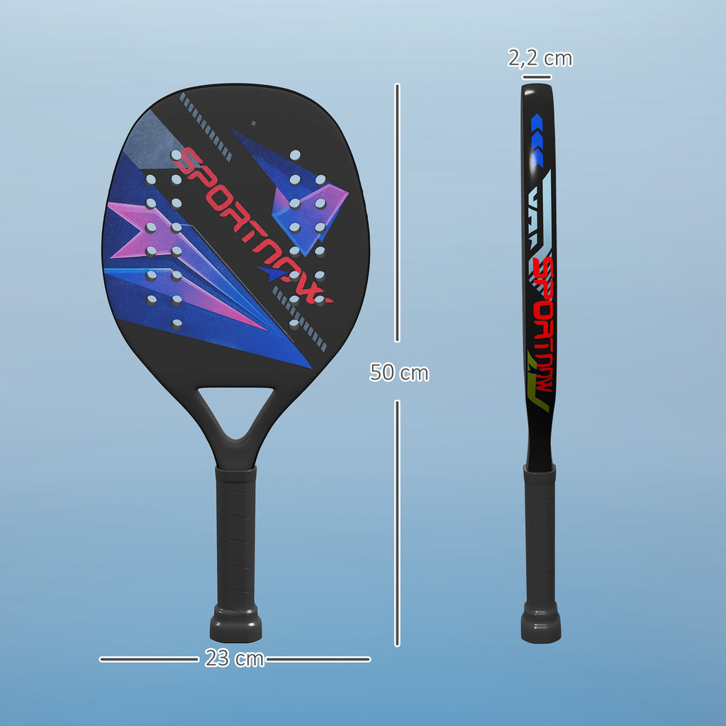  Beach-Tennisschläger-Set, rutschfester Griff, Kohlefaser, Schwarz