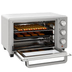 Minibackofen, 21 L Toasterofen mit 1 Drahtgestell und 1 Backblech, 3 Kochmodi, 100 °C-230 °C, Edelstahl, Glas, Silber