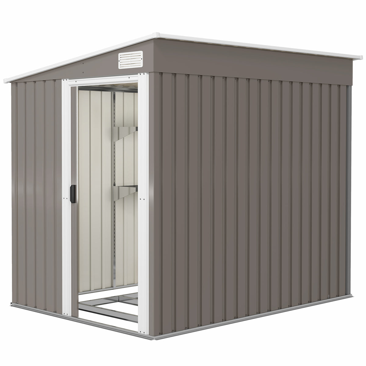 Metall Gerätehaus 2,81m² 154x206,5x181 cm Geräteschuppen mit Pultdach Fundament