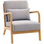 Eleganter Lounge-Sessel mit Holzrahmen und Schaumstoff-Polsterung, Samtoptik, für Wohnzimmer, Schlafzimmer, Grau