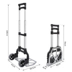 Aluminium Folding Hand Truck Trolley, Heavy Duty Foldable Sack Cart with Adjustable Telescoping Handle, 70KG Load Capacity