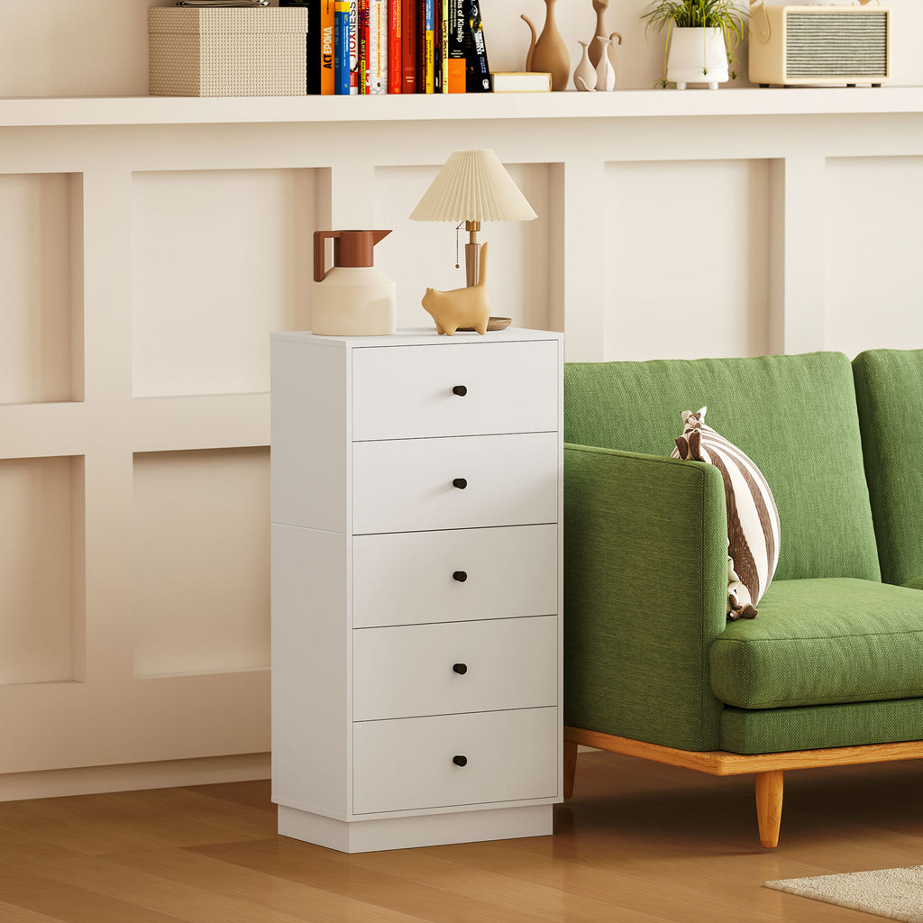 Kommode Sideboard mit 5 Schubladen Schrank aus Holzwerkstoff im Modern Stil 47 x 29 x 95 cm Wei?