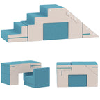 2-teiliges weiches Spielbl?cke-Set f¨¹r Kleinkinder, Kunstleder, Schaumstoff, zum Klettern, Bauen, Spielen, Beige+Blau