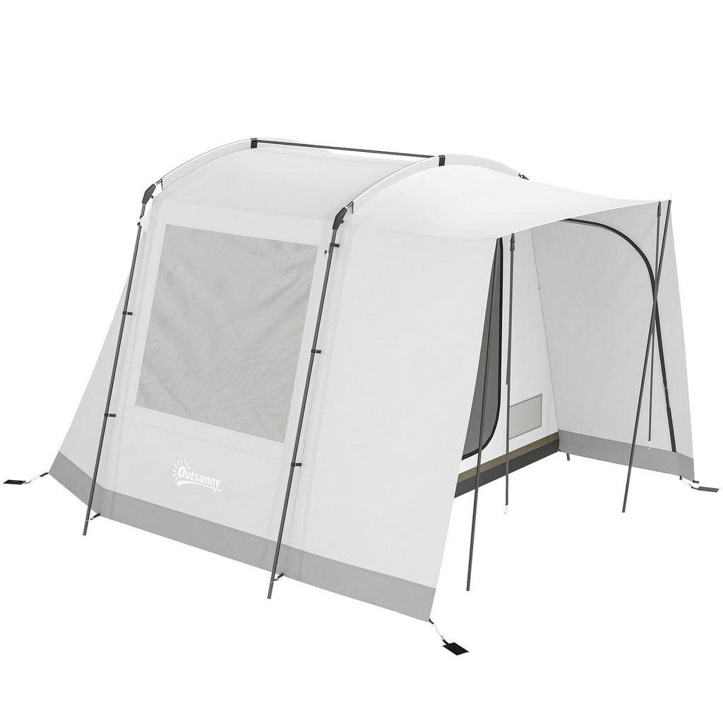 Heckzelt für 2-4 Personen, 320 x 280 x 205 cm 2 in 1 Autozelt wasserdicht Tunnelzelt mit 4 Türen Fenster Bodenplane