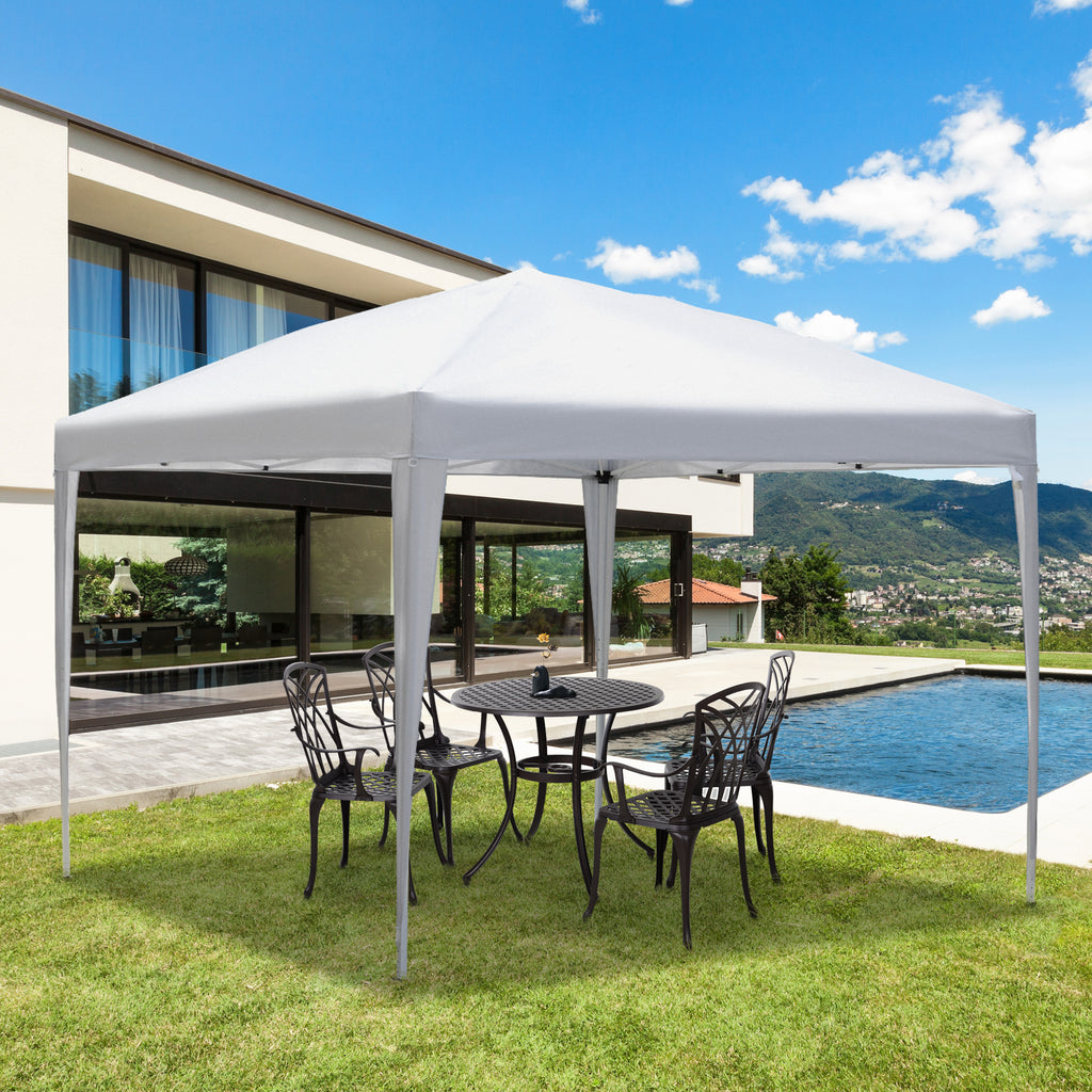 Pavillon, 2,95 x 2,95 m Pop-Up-Faltpavillon, Gartenpavillon, Partyzelt, UV-Schutz, Stahl+Oxfordstoff, Weiß