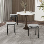 Esszimmerhocker 4er Set Stapelhocker Hocker aus Metall mit Samtoptik Küchenhocker Polsterhocker für Esszimmer Wohnzimmer Grau