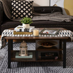 Couchtisch, Wohnzimmertisch Ovaler Kaffeetisch mit Ablagefl?chen f¨¹r B¨¹ro, Wohnzimmer, Schlafzimmer, industrieller Stil, E1 Spanplatte, Stahl, Braun, 100L x 60B x 46H cm