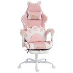 Ergonomischer Gaming-Stuhl, Katzenohren-Gamer-Stuhl aus Kunstleder mit Lendenstütze, Fußstütze, Kopfstütze, Rosa