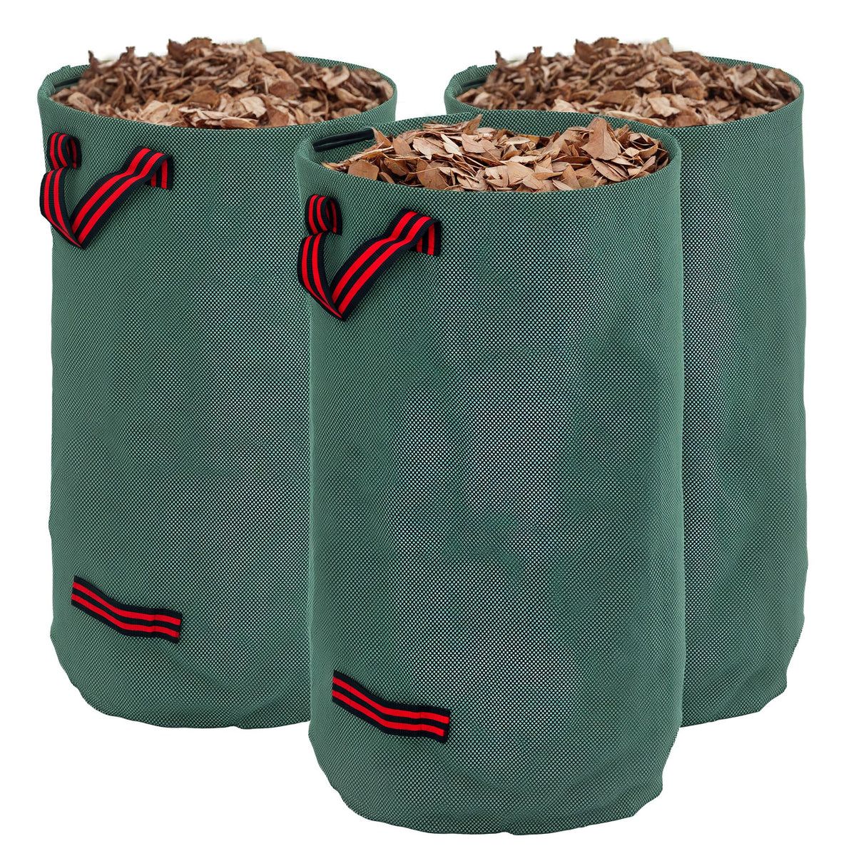 Gartensack 3x120L wasserdicht Gartenabfallsack mit Griffe, stabil Laubsack UV Schutz Gr¨¹n