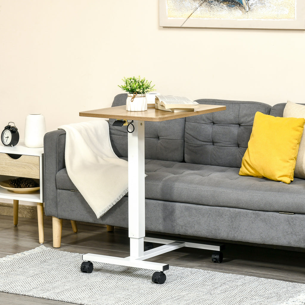 Stehpult H?henverstellbar inkl. 4 Rollen C-Form 65?cm x 48?cm x 70-110 cm Natur + Wei?