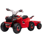 Elektro-Kinderquad mit Anh?nger, 2,5 km/h, 50 Minuten Fahrtzeit, f¨¹r 1,5 bis 3 Jahre, bis 25 kg, Rot