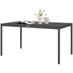 Six-Seater Outdoor Table with Slatted Aluminium Top and Steel Legs