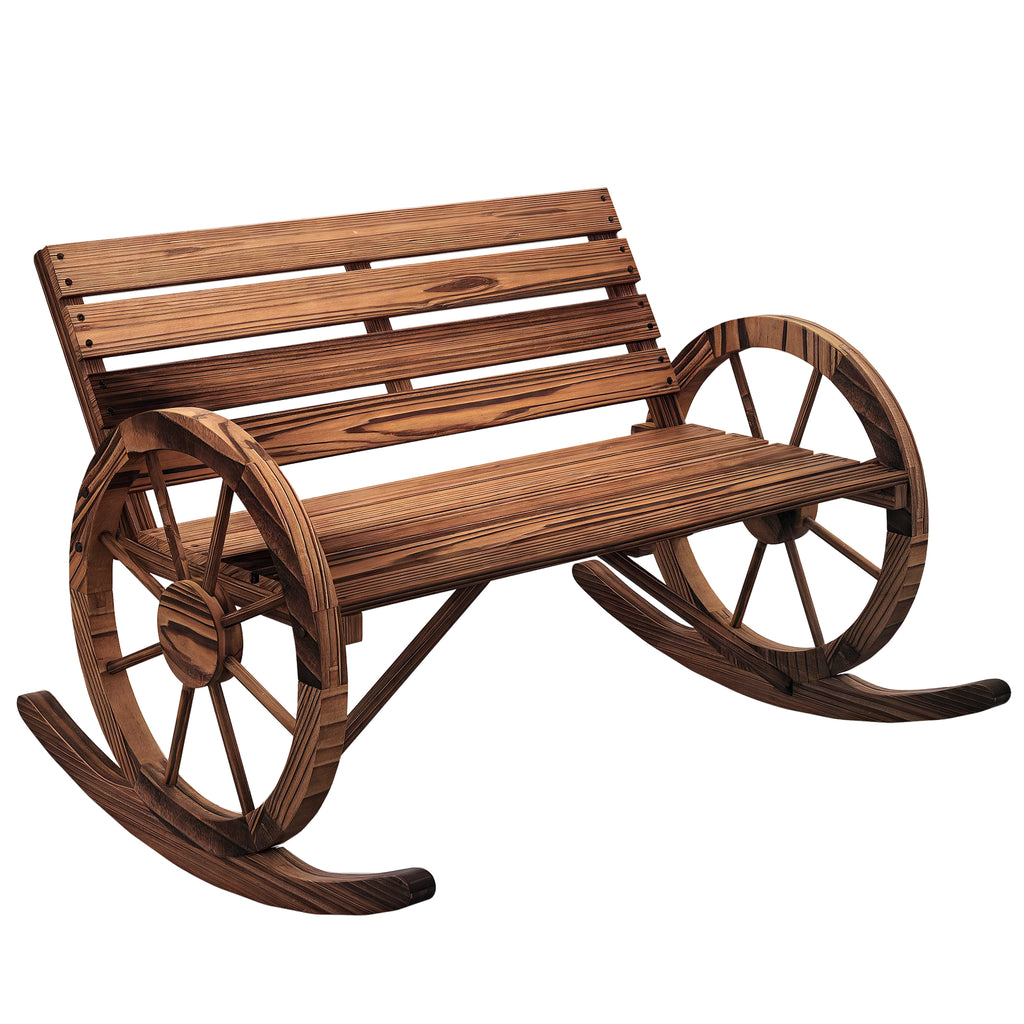  Garten-Schaukelbank, 2-Personen-Schaukel, mit radförmigen Armlehnen, für Balkon, Garten, Terrasse, carbonisiert.