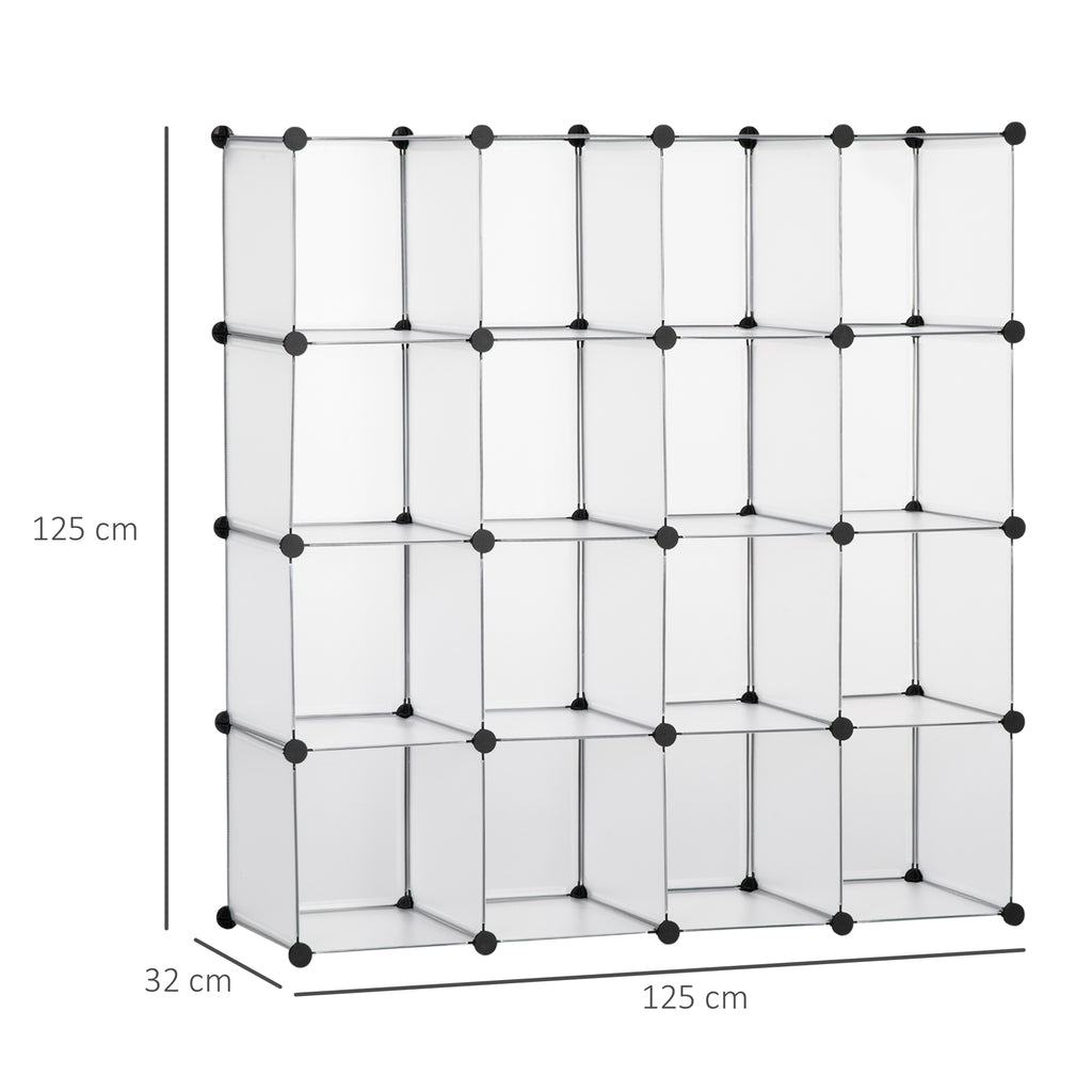 Modulares Regalsystem mit 16 separaten Boxen, Steckregal, DIY, Schwarz + Weiß