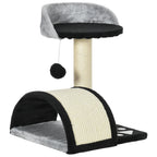 Kratzbaum 46 cm Kleiner Katzenturm mit Höhle, Spielball, Sisal-Seil, erhöhter Plattform, Katzenkratzbaum, Kletterbaum, für Katzen bis zu 4 kg, Schwarz