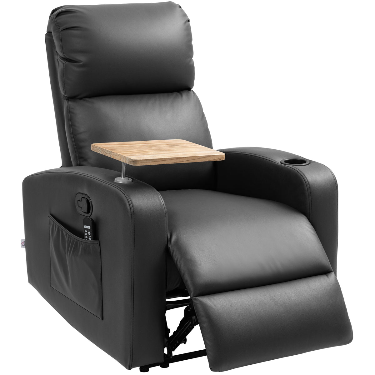 Massagesessel Relaxsessel Liegesessel, 1 Klapptisch, 1 Fu?st¨¹tze; 77 cm x 93 cm x 105 cm, Schwarz